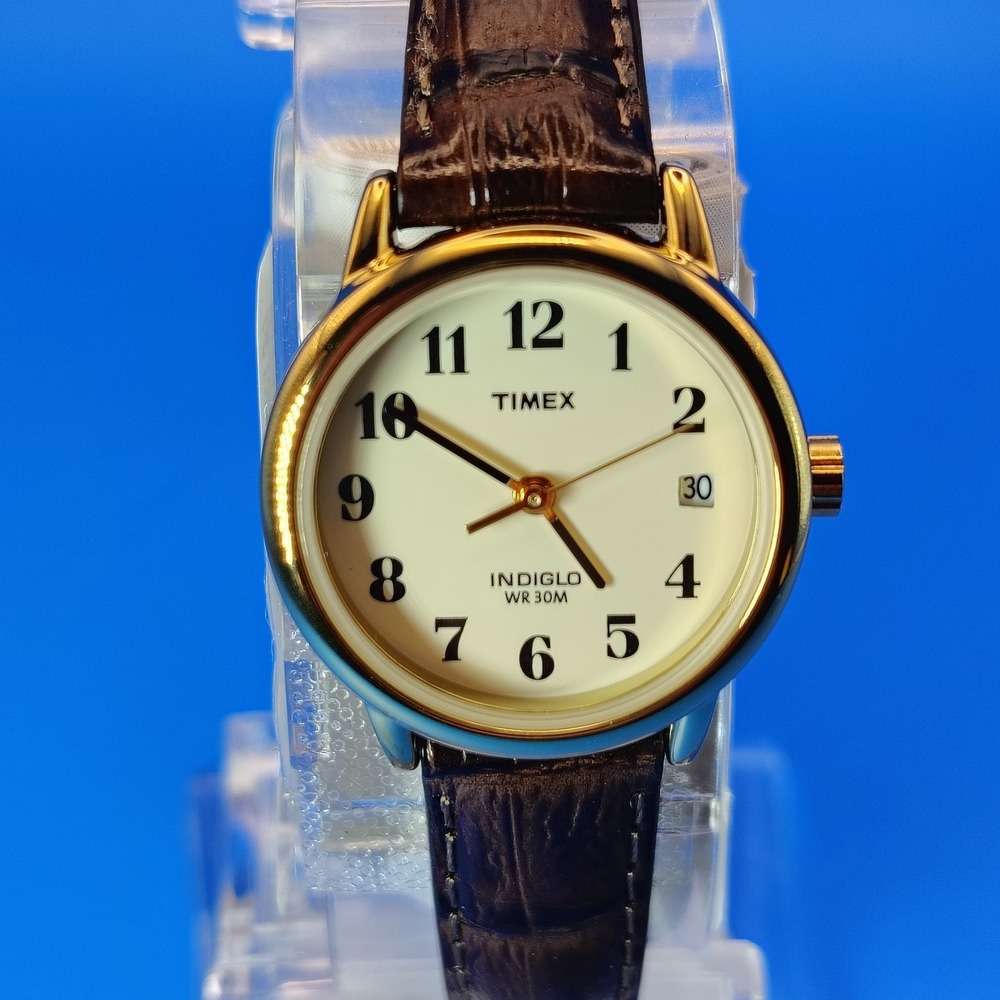 New! Vintage 2010 Timex Easy Reader‎ Date 25mm Women's Quartz Watch Leather NOS